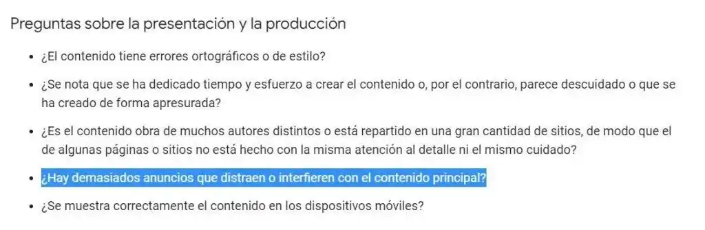 Directrices de Google sobre los anuncios en las páginas web