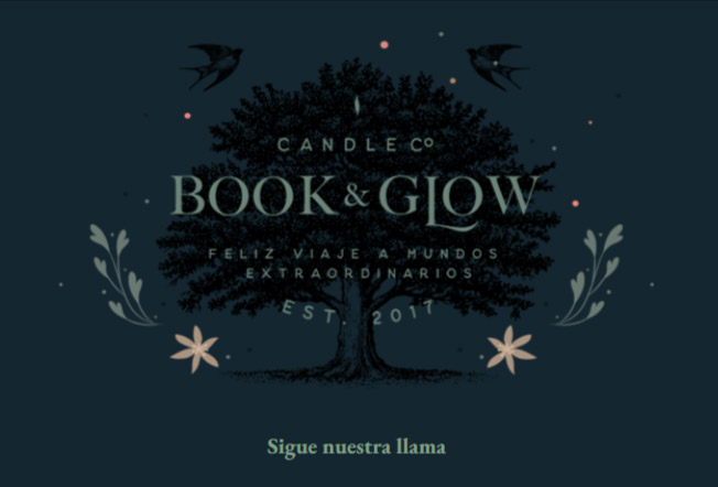Ejemplo de identidad verbal en tienda de velas Book & Glow