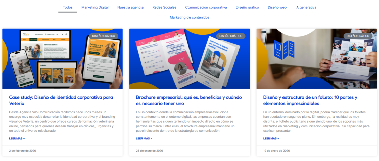 Ejemplo de categorías para blog de marketing digital