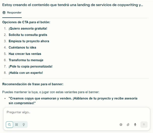 Perplexity IA para redactar copies