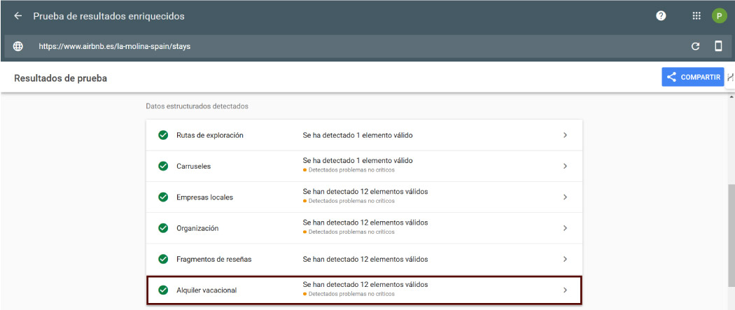 Ejemplos datos estructurados SEO Airbnb