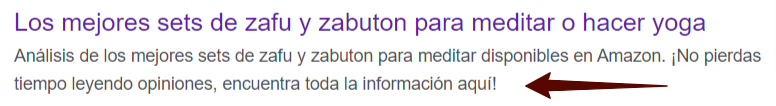 Ejemplo de meta description redactada y optimizada para SEO