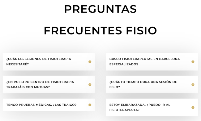 Ejemplo de Faqs en landing local
