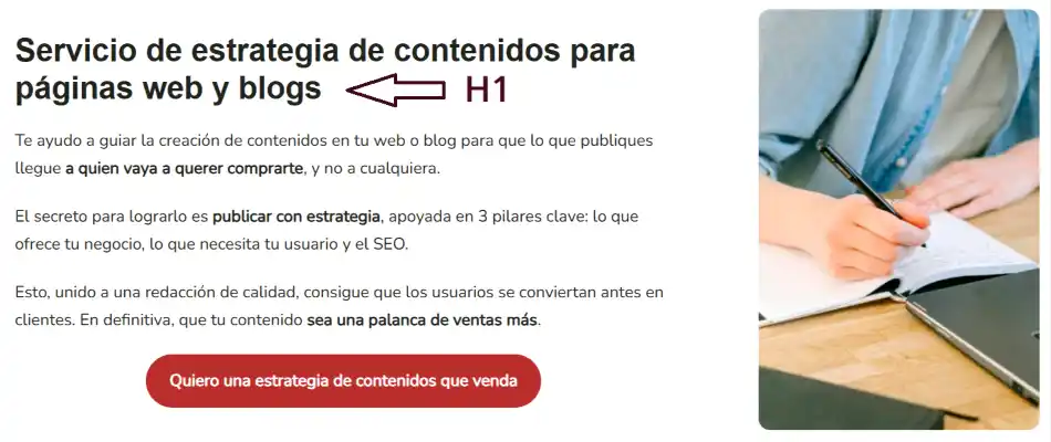 Ejemplo de título H1 en una página web