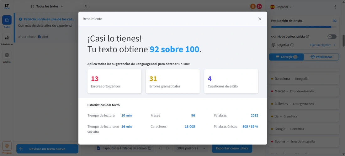 Corrector ortográfico online Language Tool
