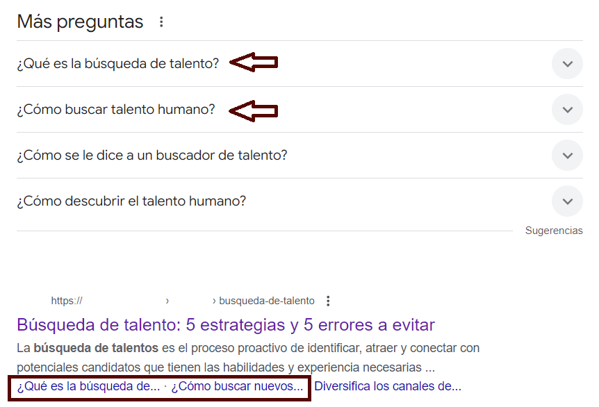Preguntas de Google para buscar keywords