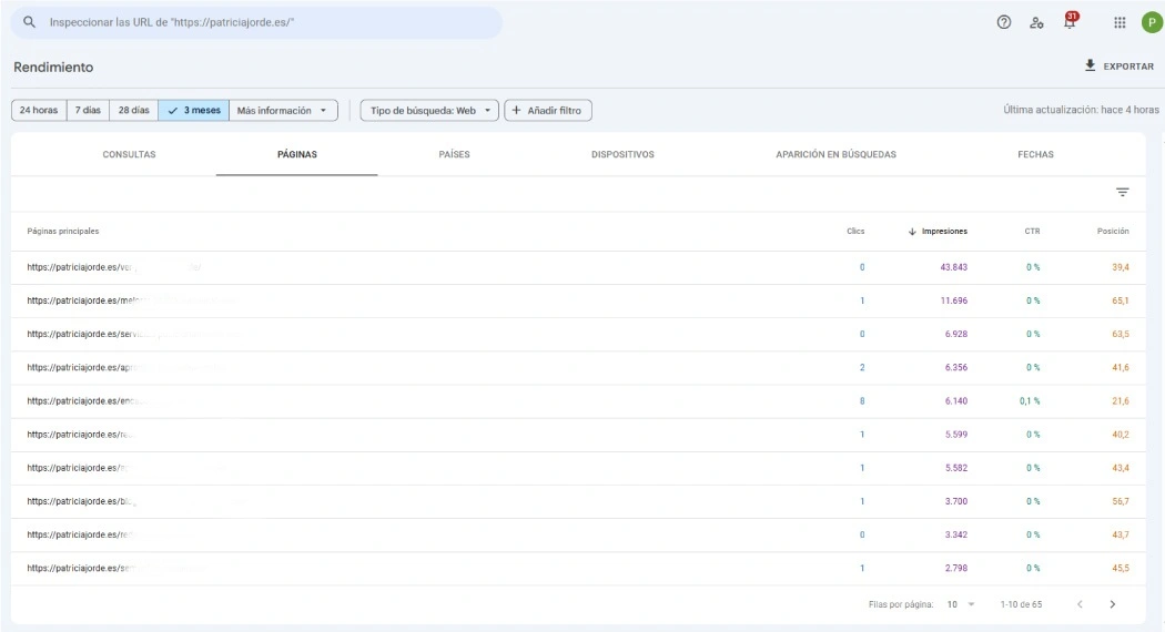 Auditoria contenidos SEO con Google Search Console