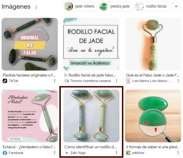Ejemplo de imagen posicionada en los destacados de Imágenes de Google