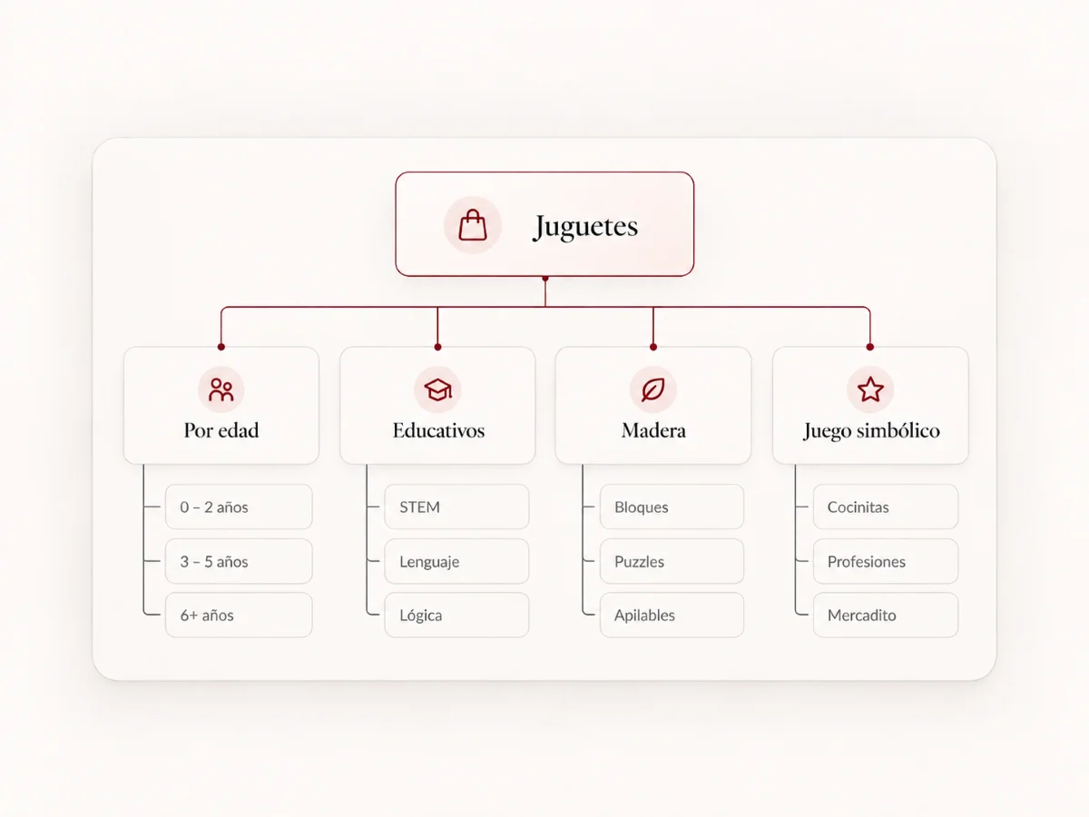 Mapa de arquitectura SEO tienda online infantil