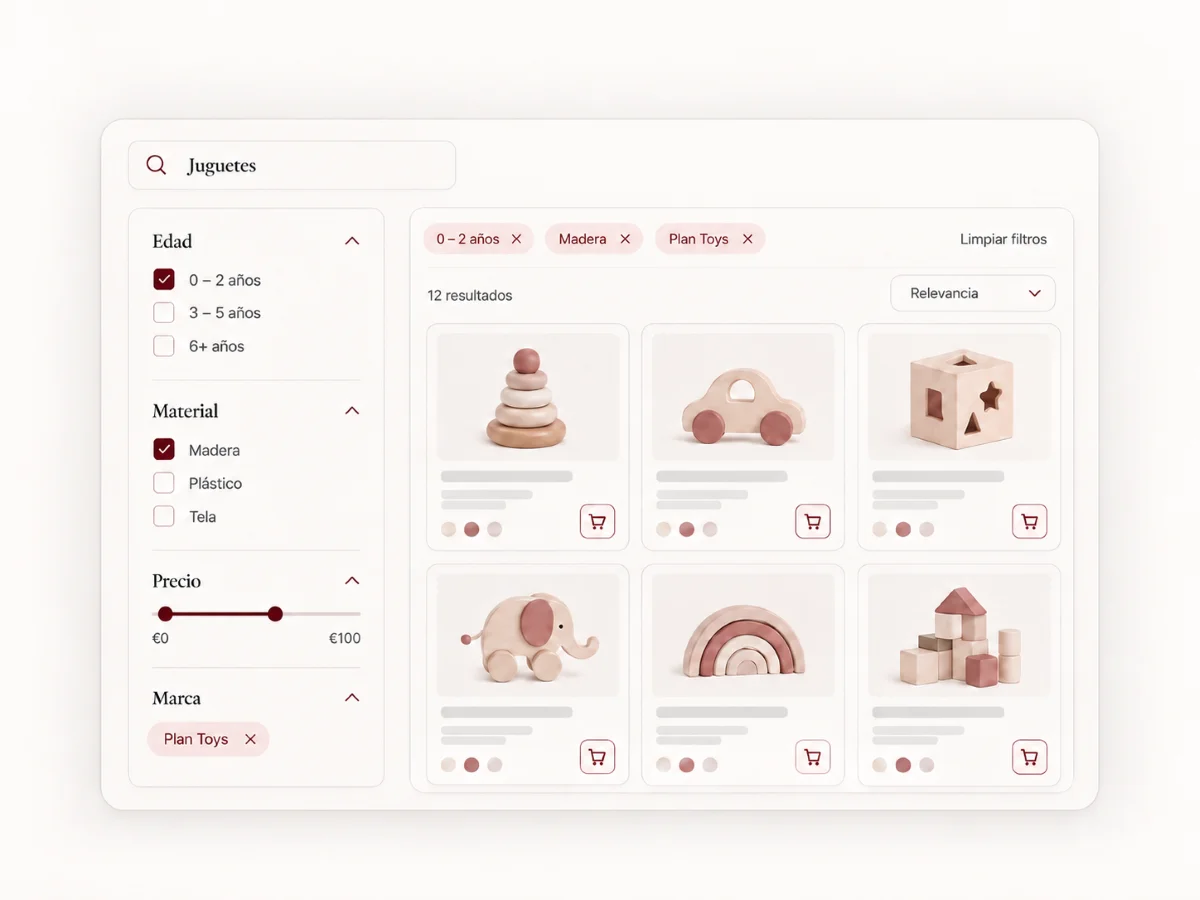 Filtros en ecommerce de productos infantiles