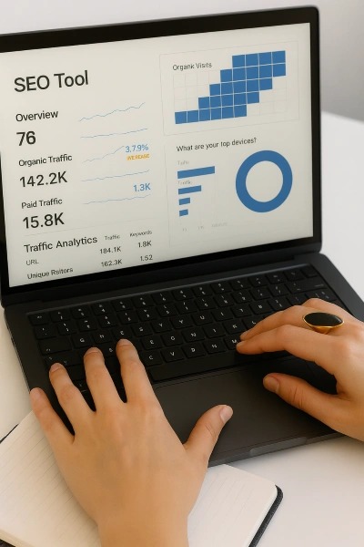 Consultora haciendo una auditoría SEO