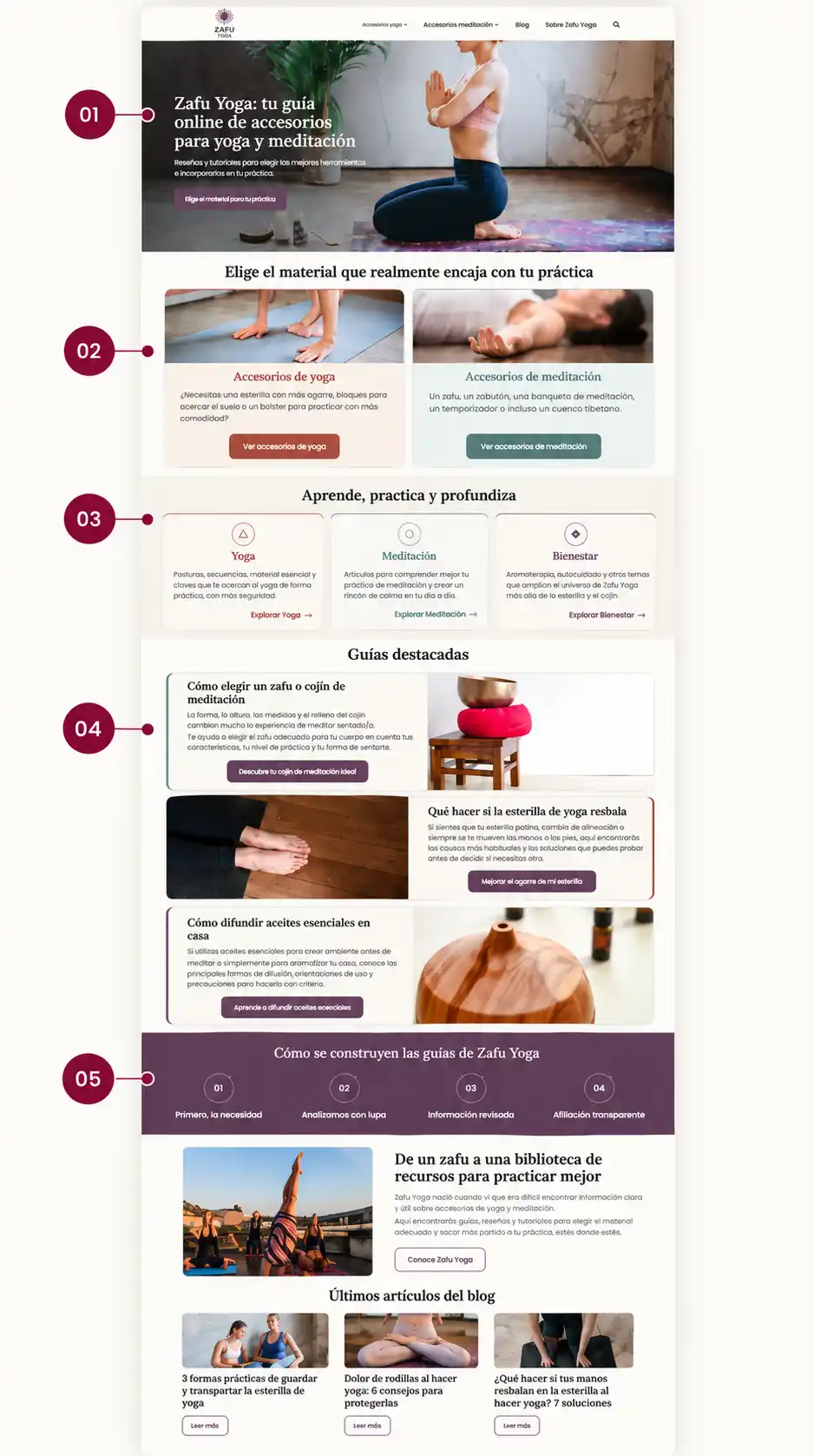 Ejemplo de home de web de yoga optimizada para SEO